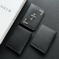 Buy Chrome Hearts Black Leather Wallet for Men with Card Slots, Zipper Coin Pocket & Snap Closure - LEATHER EMBOSSED WALLET at Caseles-Style 1, 