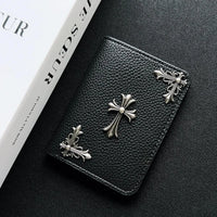 Buy Chrome Hearts Black Leather Wallet for Men with Card Slots, Zipper Coin Pocket & Snap Closure - LEATHER EMBOSSED WALLET at Caseles-Style 1, 
