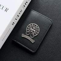 Buy Chrome Hearts Black Leather Wallet for Men with Card Slots, Zipper Coin Pocket & Snap Closure - LEATHER EMBOSSED WALLET at Caseles-Style 1, 
