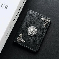 Buy Chrome Hearts Black Leather Wallet for Men with Card Slots, Zipper Coin Pocket & Snap Closure - LEATHER EMBOSSED WALLET at Caseles-Style 1, 