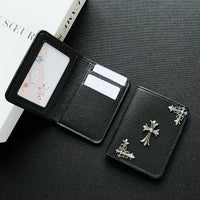 Buy Chrome Hearts Black Leather Wallet for Men with Card Slots, Zipper Coin Pocket & Snap Closure - LEATHER EMBOSSED WALLET at Caseles-Style 1, 