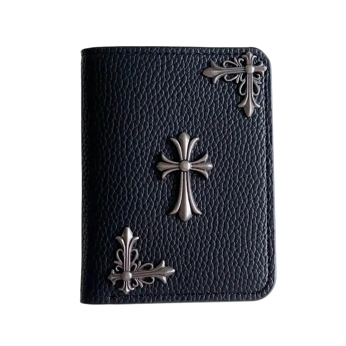 Buy Chrome Hearts Black Leather Wallet for Men with Card Slots, Zipper Coin Pocket & Snap Closure - LEATHER EMBOSSED WALLET at Caseles-Style 1, 