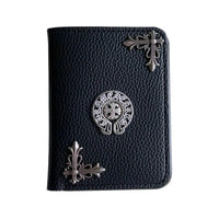 Buy Chrome Hearts Black Leather Wallet for Men with Card Slots, Zipper Coin Pocket & Snap Closure - LEATHER EMBOSSED WALLET at Caseles-Style 3, 