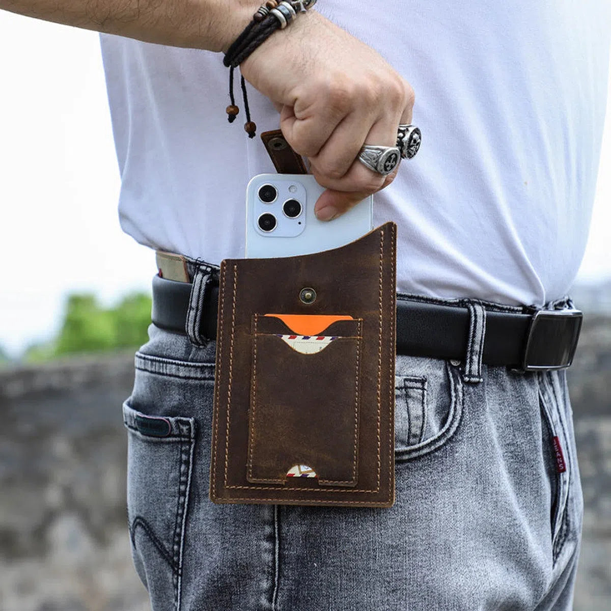 Buy Genuine Phone Case, Credit Card Holders, Magnetic Closure & Premium Leather, Kickstand, Shockproof Cover at Caseles-6.1 Inch, 