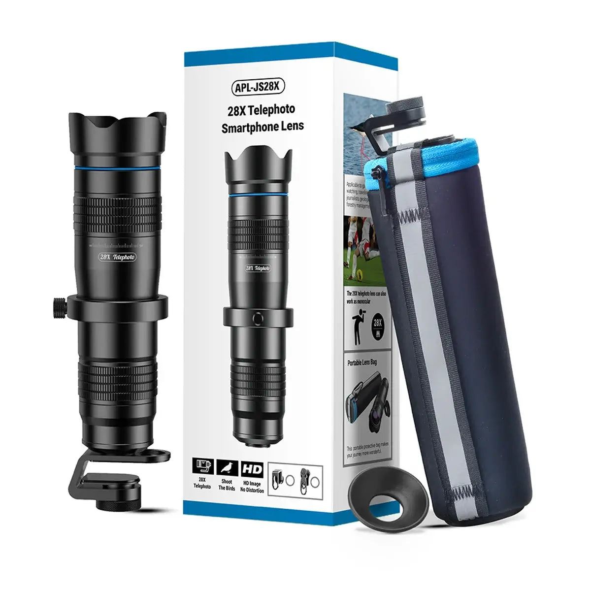 Buy HD 36X Metal Telephoto Monocular Lens with Tripod, Optical Zoom Phone Lens for Smartphones - PhoneKam Lens Pro suite at Caseles-Lens + Tripod, 