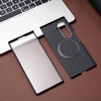 Buy Slim carbon fiber texture case for Galaxy Z Fold 8. Built-in screen protector & strong magnets for MagSafe charging. Precise fit, zero bulk. - LEO at Caseles-Samsung Galaxy Z Fold 8 Ultra, Black