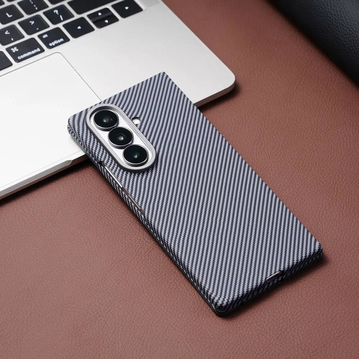 Buy Slim carbon fiber texture case for Galaxy Z Fold 8. Built-in screen protector & strong magnets for MagSafe charging. Precise fit, zero bulk. - LEO at Caseles-Samsung Galaxy Z Fold 8 Ultra, Black