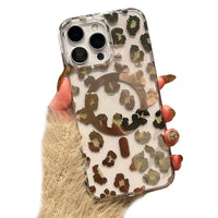 Buy Clear MagSafe Phone Case – Slim & Durable Protection - LEOPARD PRINT CLEAR MAGSAFE CASE at Caseles -iPhone 16 Pro Max, Gold