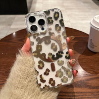 Buy Clear MagSafe Phone Case – Slim & Durable Protection - LEOPARD PRINT CLEAR MAGSAFE CASE at Caseles -iPhone 16 Pro Max, Gold