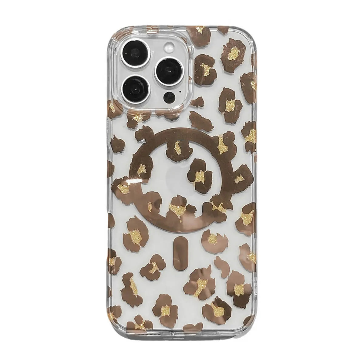 Buy Clear MagSafe Phone Case – Slim & Durable Protection - LEOPARD PRINT CLEAR MAGSAFE CASE at Caseles -iPhone 16 Pro Max, Gold