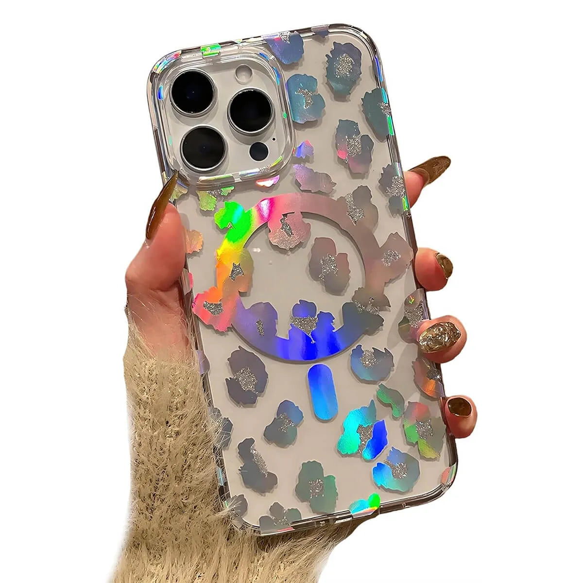 Buy Clear MagSafe Phone Case – Slim & Durable Protection - LEOPARD PRINT CLEAR MAGSAFE CASE at Caseles -iPhone 16 Pro Max, Silver