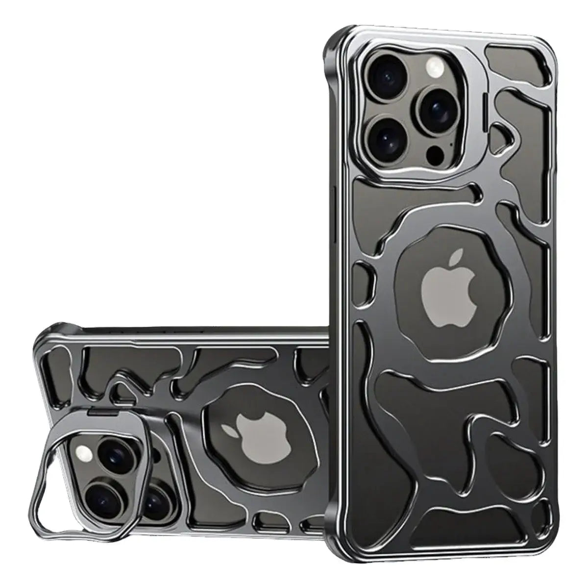 Buy Luxury Metal Case with Magnetic Lens Ring & Stand, Seamlessly Integrates with MagSafe, Shockproof & Enhanced Cooling - Levi at Caseles-iPhone 16 Pro Max, Black