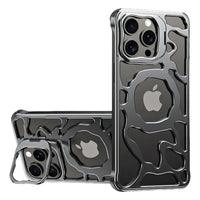 Buy Luxury Metal Case with Magnetic Lens Ring & Stand, Seamlessly Integrates with MagSafe, Shockproof & Enhanced Cooling - Levi at Caseles-iPhone 16 Pro Max, Black