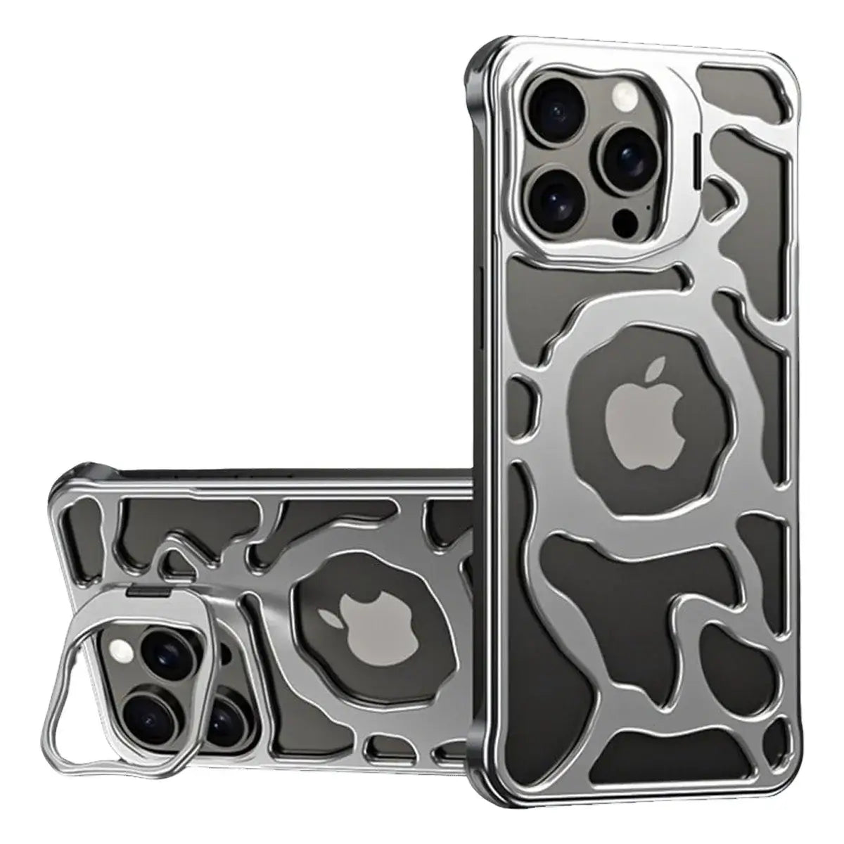 Buy Luxury Metal Case with Magnetic Lens Ring & Stand, Seamlessly Integrates with MagSafe, Shockproof & Enhanced Cooling - Levi at Caseles-iPhone 16 Pro Max, Silver