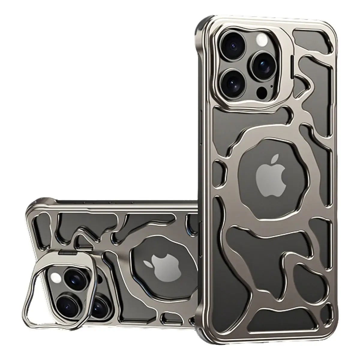 Buy Luxury Metal Case with Magnetic Lens Ring & Stand, Seamlessly Integrates with MagSafe, Shockproof & Enhanced Cooling - Levi at Caseles-iPhone 17 Pro Max, Gold