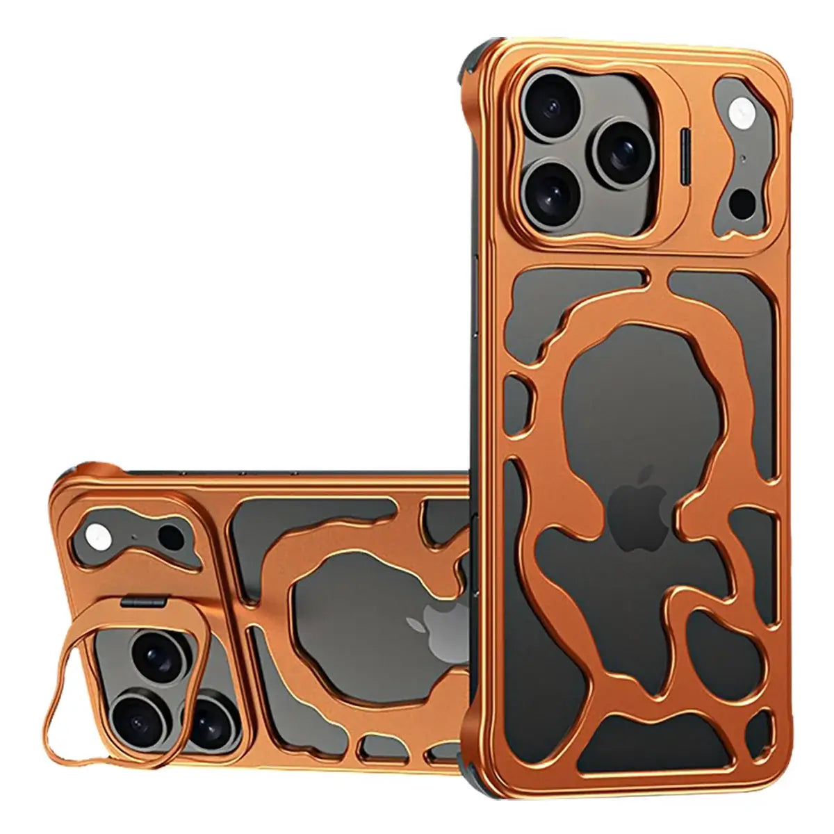 Buy Luxury Metal Case with Magnetic Lens Ring & Stand, Seamlessly Integrates with MagSafe, Shockproof & Enhanced Cooling - Levi at Caseles-iPhone 17 Pro Max, Orange