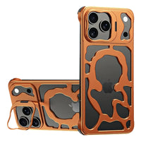 Buy Luxury Metal Case with Magnetic Lens Ring & Stand, Seamlessly Integrates with MagSafe, Shockproof & Enhanced Cooling - Levi at Caseles-iPhone 17 Pro Max, Orange