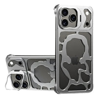 Buy Luxury Metal Case with Magnetic Lens Ring & Stand, Seamlessly Integrates with MagSafe, Shockproof & Enhanced Cooling - Levi at Caseles-iPhone 17 Pro Max, Silver