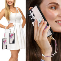 Buy Floral Wallet Case for Galaxy phone: RFID Blocking, Makeup Mirror, Card Holder & Crossbody Strap - Linden at Caseles-Samsung Galaxy S26 Ultra, Black