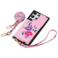 Buy Floral Wallet Case for Galaxy phone: RFID Blocking, Makeup Mirror, Card Holder & Crossbody Strap - Linden at Caseles-Samsung Galaxy S26 Ultra, Black