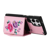 Buy Floral Wallet Case for Galaxy phone: RFID Blocking, Makeup Mirror, Card Holder & Crossbody Strap - Linden at Caseles-Samsung Galaxy S26 Ultra, Black