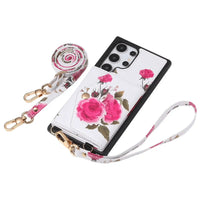 Buy Floral Wallet Case for Galaxy phone: RFID Blocking, Makeup Mirror, Card Holder & Crossbody Strap - Linden at Caseles-Samsung Galaxy S26 Ultra, Black