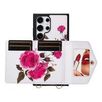 Buy Floral Wallet Case for Galaxy phone: RFID Blocking, Makeup Mirror, Card Holder & Crossbody Strap - Linden at Caseles-Samsung Galaxy S26 Ultra, Black
