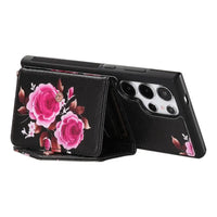 Buy Floral Wallet Case for Galaxy phone: RFID Blocking, Makeup Mirror, Card Holder & Crossbody Strap - Linden at Caseles-Samsung Galaxy S26 Ultra, Black