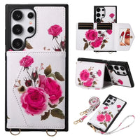 Buy Floral Wallet Case for Galaxy phone: RFID Blocking, Makeup Mirror, Card Holder & Crossbody Strap - Linden at Caseles-Samsung Galaxy S26 Ultra, White