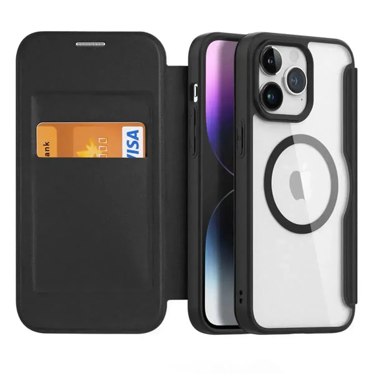 Buy iPhone Case Wallet with MagSafe - Slim Reliable PU Leather Case with Card Holder, Flip Cover for Women & Men,Lon at Caseles-iPhone 17 Pro Max, Lon-Black