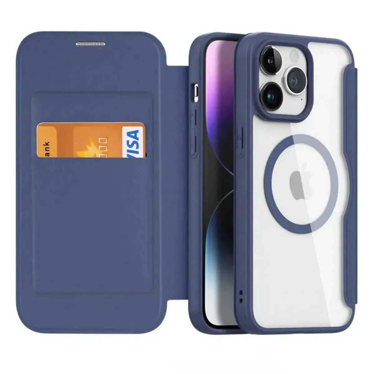 Buy iPhone Case Wallet with MagSafe - Slim Reliable PU Leather Case with Card Holder, Flip Cover for Women & Men,Lon at Caseles-iPhone 17 Pro Max, Lon-Blue