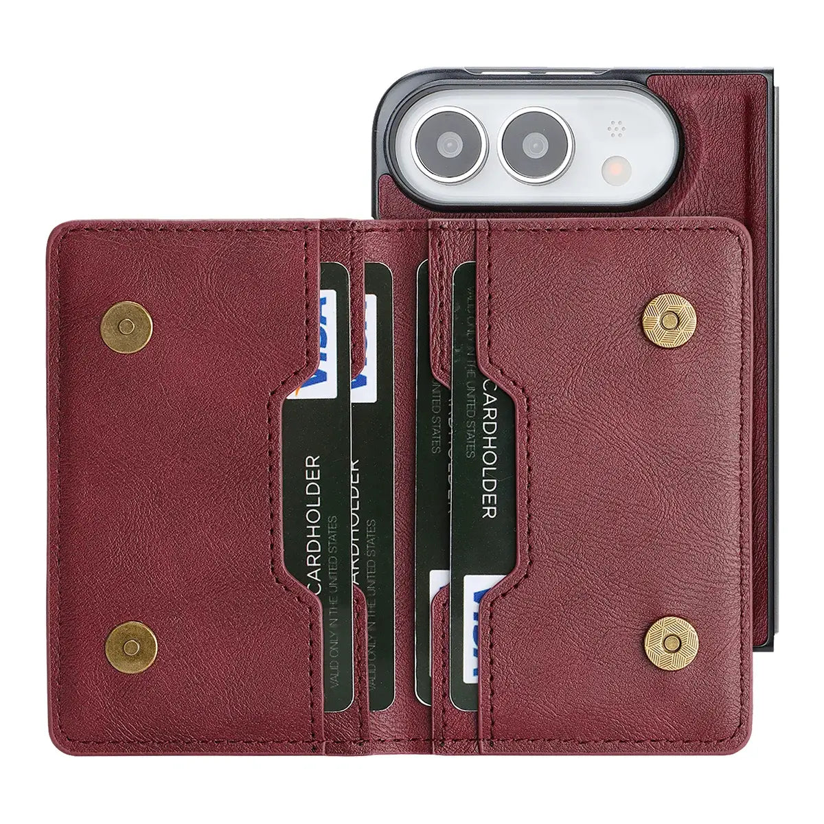Buy Detachable Magnetic Wallet & Slim Cover with Kickstand Function, 5 Card Slots, High-End PU Leather & Strong MagSafe Adsorption for iPhone Duo - LORN at Caseles-iPhone Duo, Black