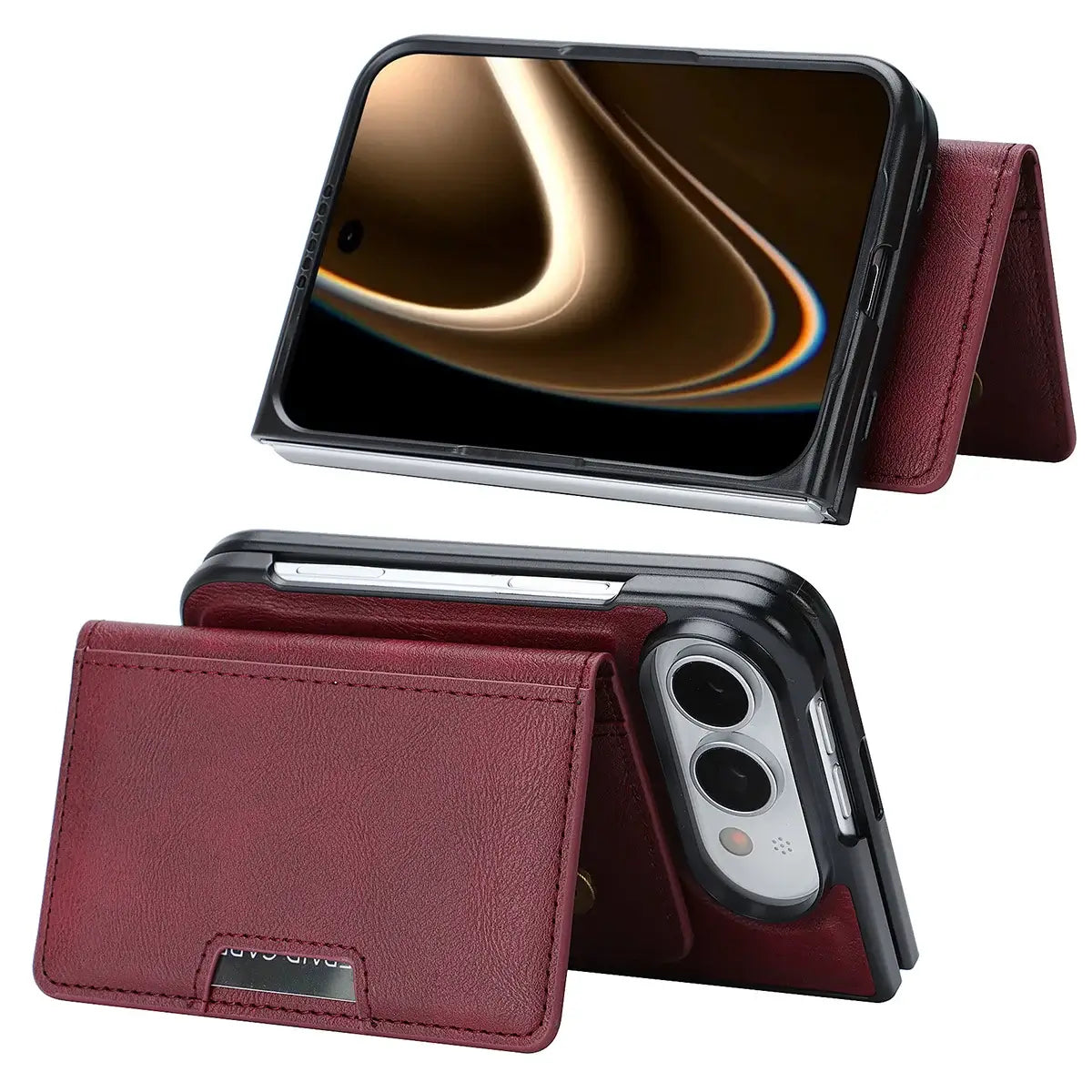 Buy Detachable Magnetic Wallet & Slim Cover with Kickstand Function, 5 Card Slots, High-End PU Leather & Strong MagSafe Adsorption for iPhone Duo - LORN at Caseles-iPhone Duo, Black