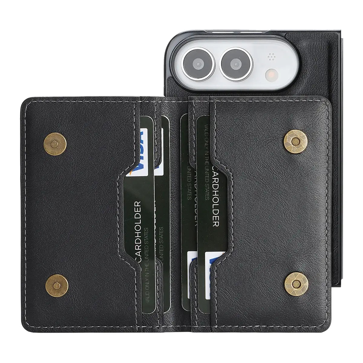 Buy Detachable Magnetic Wallet & Slim Cover with Kickstand Function, 5 Card Slots, High-End PU Leather & Strong MagSafe Adsorption for iPhone Duo - LORN at Caseles-iPhone Duo, Black