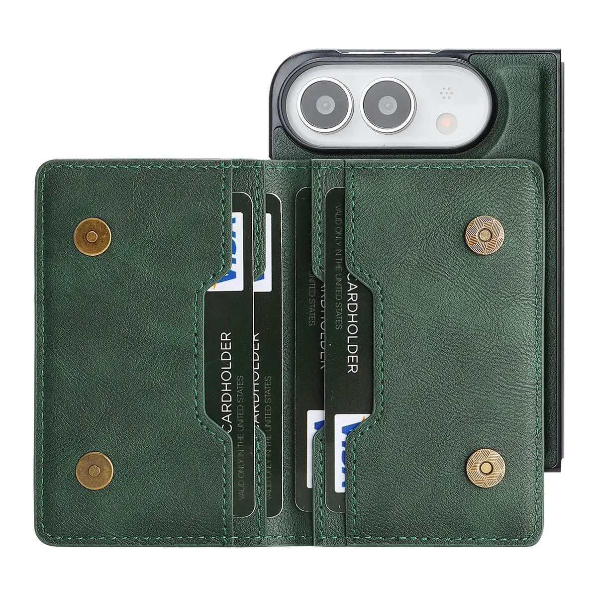 Buy Detachable Magnetic Wallet & Slim Cover with Kickstand Function, 5 Card Slots, High-End PU Leather & Strong MagSafe Adsorption for iPhone Duo - LORN at Caseles-iPhone Duo, Black