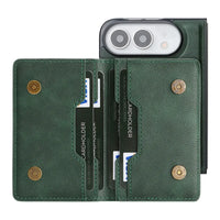 Buy Detachable Magnetic Wallet & Slim Cover with Kickstand Function, 5 Card Slots, High-End PU Leather & Strong MagSafe Adsorption for iPhone Duo - LORN at Caseles-iPhone Duo, Black