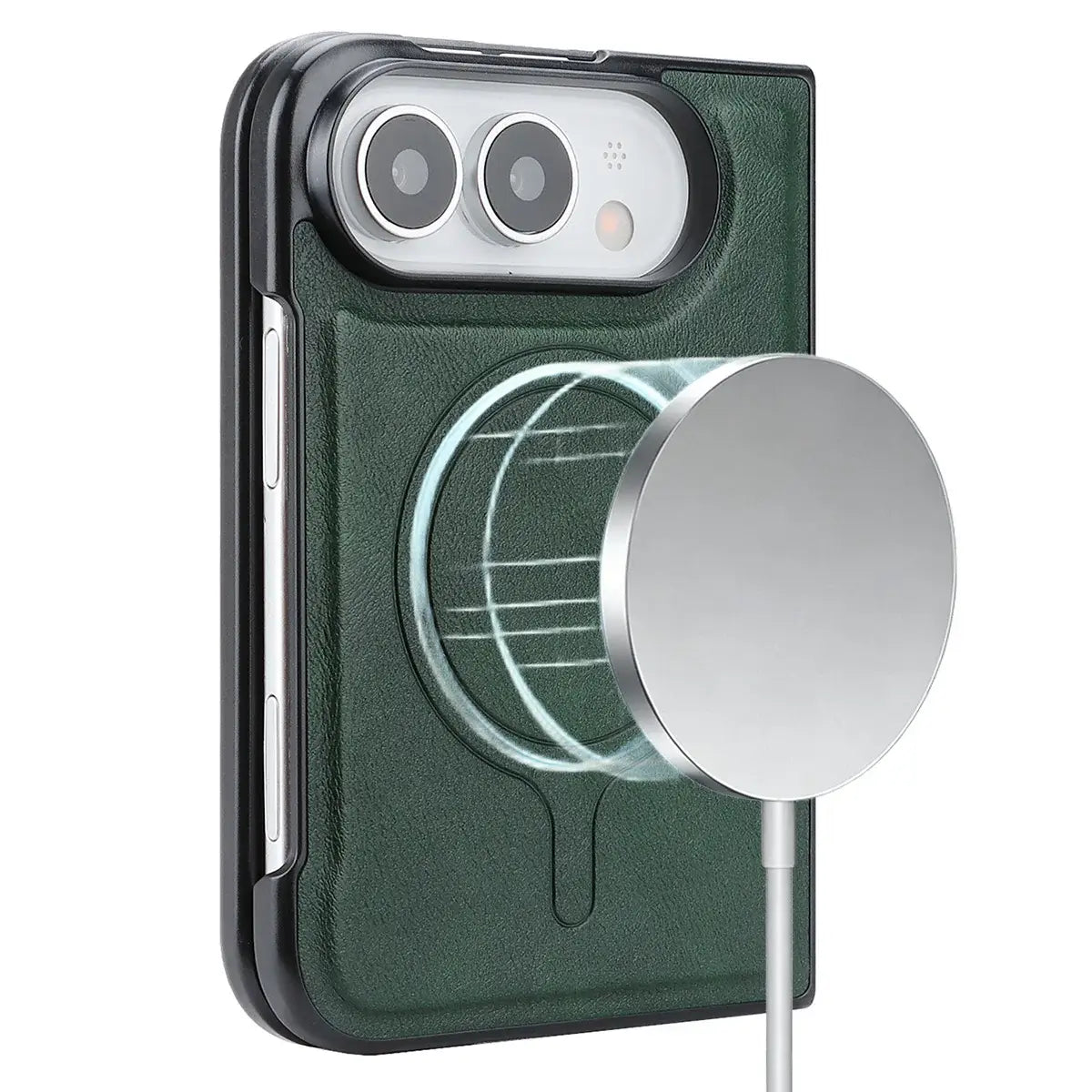 Buy Detachable Magnetic Wallet & Slim Cover with Kickstand Function, 5 Card Slots, High-End PU Leather & Strong MagSafe Adsorption for iPhone Duo - LORN at Caseles-iPhone Duo, Black