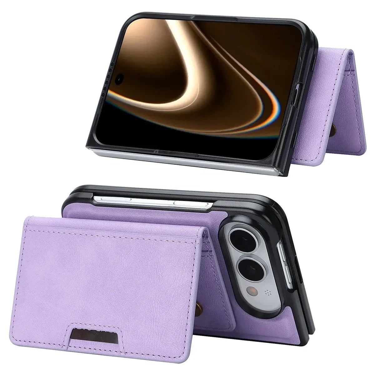 Buy Detachable Magnetic Wallet & Slim Cover with Kickstand Function, 5 Card Slots, High-End PU Leather & Strong MagSafe Adsorption for iPhone Duo - LORN at Caseles-iPhone Duo, Black