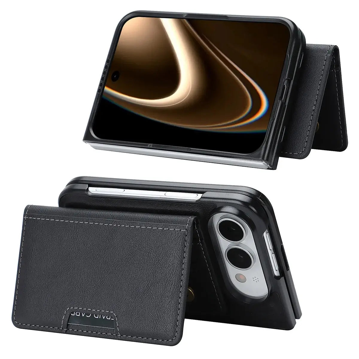 Buy Detachable Magnetic Wallet & Slim Cover with Kickstand Function, 5 Card Slots, High-End PU Leather & Strong MagSafe Adsorption for iPhone Duo - LORN at Caseles-iPhone Duo, Black