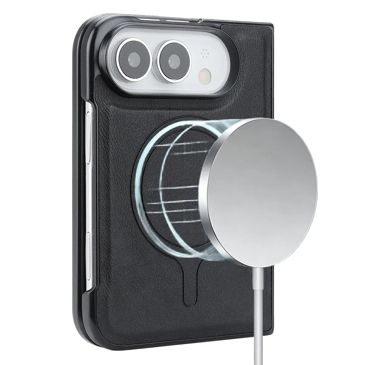 Buy Detachable Magnetic Wallet & Slim Cover with Kickstand Function, 5 Card Slots, High-End PU Leather & Strong MagSafe Adsorption for iPhone Duo - LORN at Caseles-iPhone Duo, Black