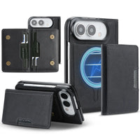 Buy Detachable Magnetic Wallet & Slim Cover with Kickstand Function, 5 Card Slots, High-End PU Leather & Strong MagSafe Adsorption for iPhone Duo - LORN at Caseles-iPhone Duo, Black