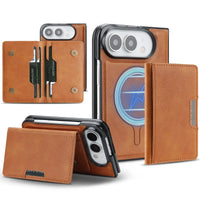 Buy Detachable Magnetic Wallet & Slim Cover with Kickstand Function, 5 Card Slots, High-End PU Leather & Strong MagSafe Adsorption for iPhone Duo - LORN at Caseles-iPhone Duo, Bronze