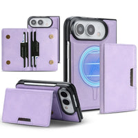 Buy Detachable Magnetic Wallet & Slim Cover with Kickstand Function, 5 Card Slots, High-End PU Leather & Strong MagSafe Adsorption for iPhone Duo - LORN at Caseles-iPhone Duo, Purple
