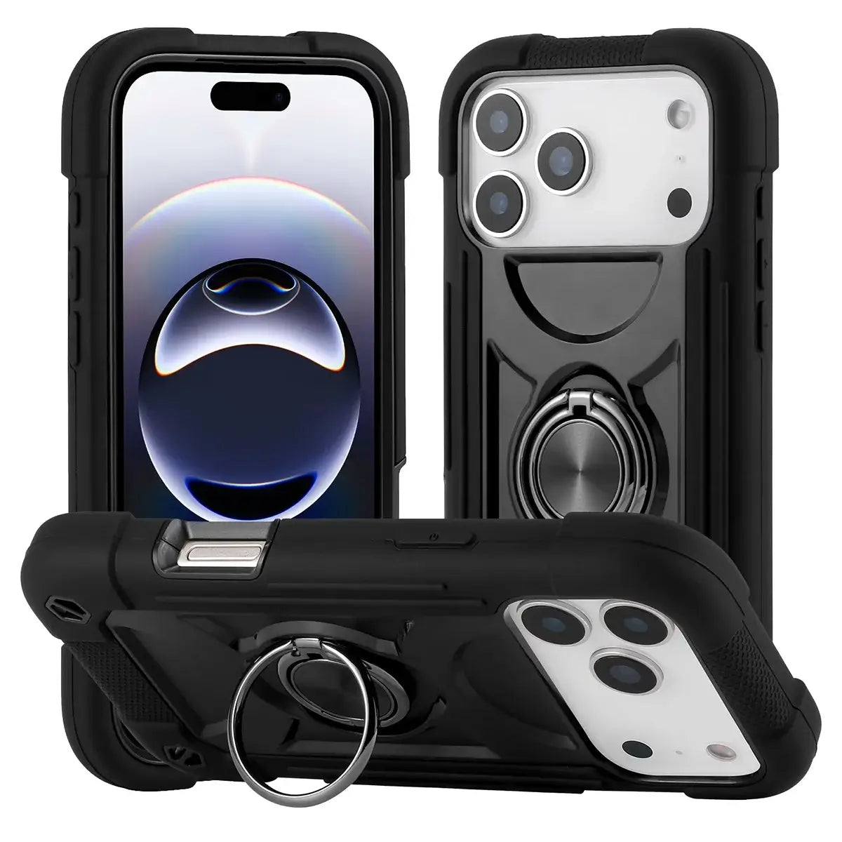 Buy Luxury Cute Phone Case, Shockproof Protective Cover, with Ring Stand,Louay at Caseles-iPhone 17 Pro Max, Louay-Black