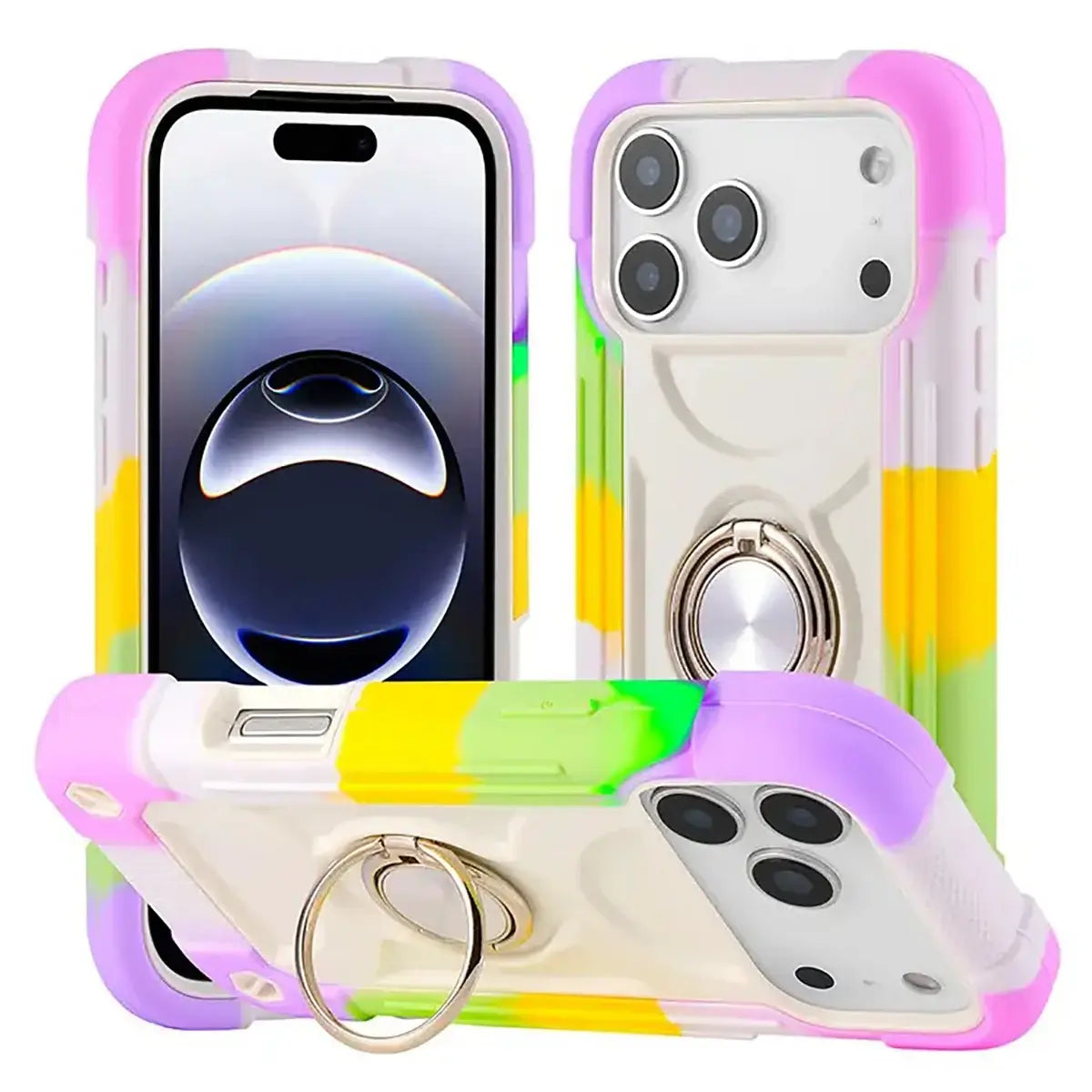 Buy Luxury Cute Phone Case, Shockproof Protective Cover, with Ring Stand,Louay at Caseles-iPhone 17 Pro Max, Louay-White