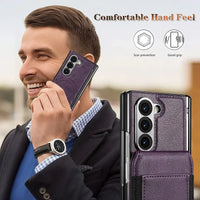 Buy Premium Leather Case with Detachable Magnetic Wallet, 360° Hinge Protection & Slim Professional Profile - Luke at Caseles-Samsung Galaxy Z Fold 8 Ultra, Black
