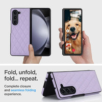 Buy Slim PU Leather Case for Galaxy Z Fold, Lightweight Shockproof Hard Cover, Minimalist Business Style , LYNE at Caseles-Samsung Galaxy Z Fold 7, Black