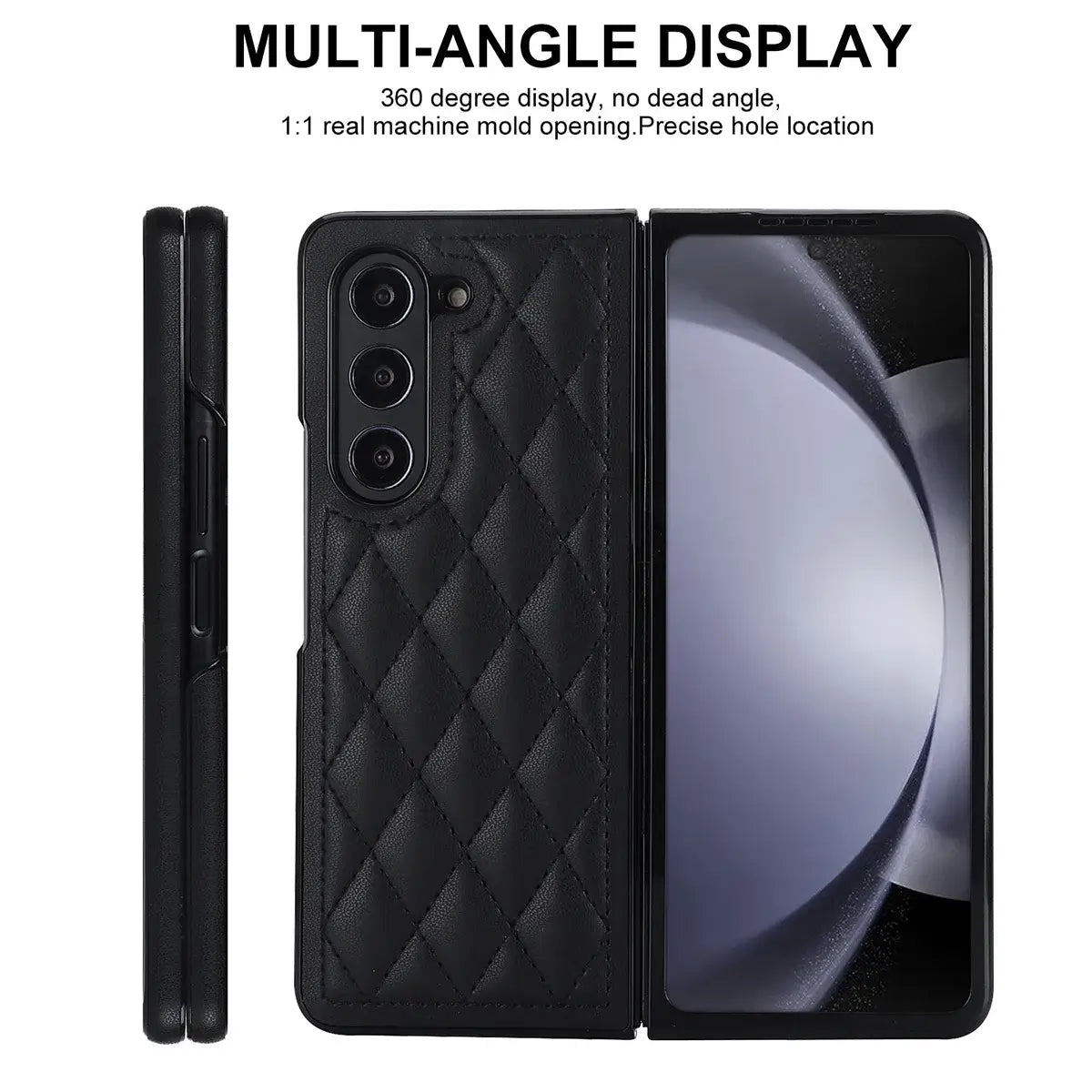 Buy Slim PU Leather Case for Galaxy Z Fold, Lightweight Shockproof Hard Cover, Minimalist Business Style , LYNE at Caseles-Samsung Galaxy Z Fold 7, Black