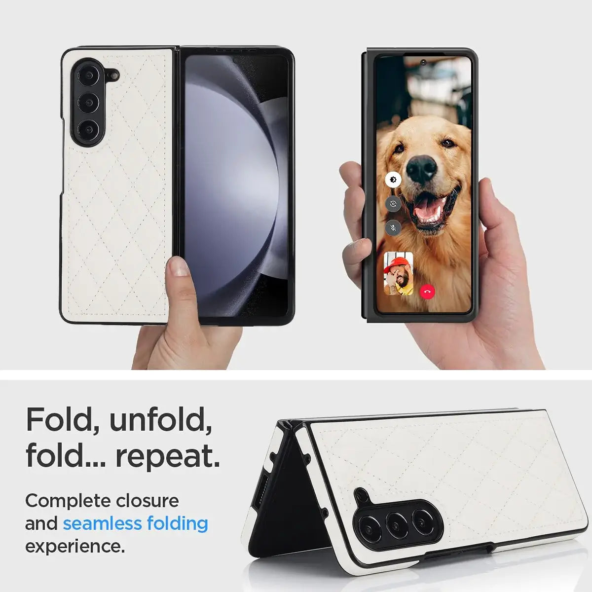 Buy Slim PU Leather Case for Galaxy Z Fold, Lightweight Shockproof Hard Cover, Minimalist Business Style , LYNE at Caseles-Samsung Galaxy Z Fold 7, Black