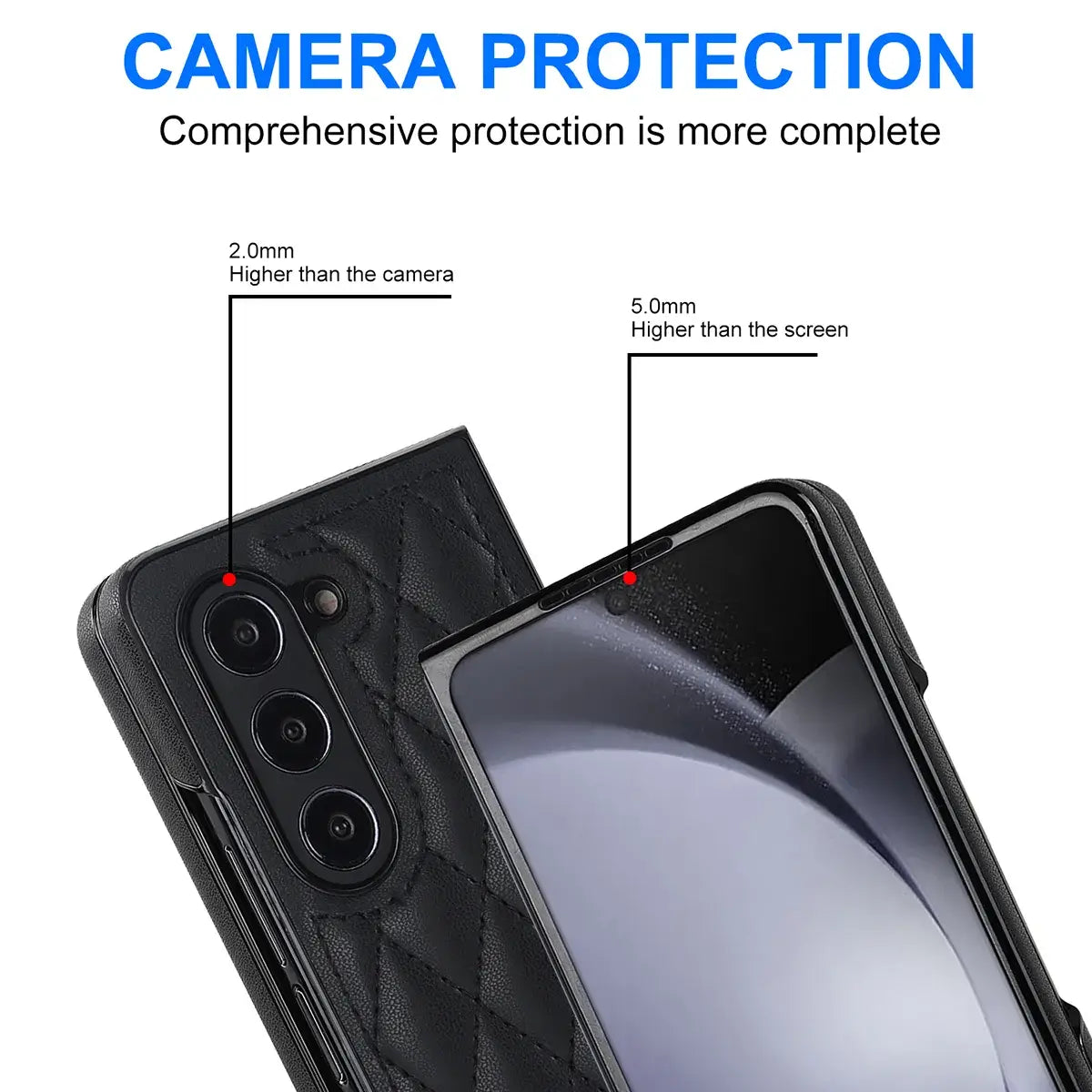 Buy Slim PU Leather Case for Galaxy Z Fold, Lightweight Shockproof Hard Cover, Minimalist Business Style , LYNE at Caseles-Samsung Galaxy Z Fold 7, Black